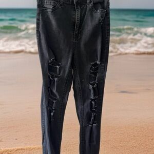 Chic Black Distressed Skinny Jeans for Women